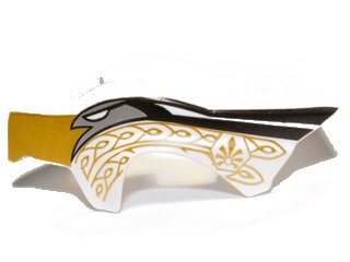 LEGO part Flywheel Fairing Bird Raptor Shape with Eagle and Gold Ornament Pattern (11111pb02)