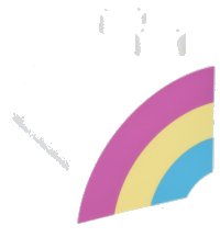 LEGO part Duplo, Steen 2 x 2 x 1 1/2 Schräge Curva con Motivo Arcobaleno Metà Rosa Scuro, Giallo Luce Brillante e Azzurro Medio Lato Modello Destro 11170pb10R