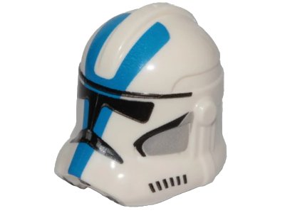 LEGO onderdeel Minifigure, Headgear Helmet SW Clone Trooper (Phase 2) with Black Visor and Blue and Light Bluish Gray 501st Legion Markings Pattern (11217pb15)