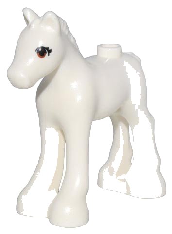 LEGO onderdeel Paard, Friends, Veulen met Zwarte en Donkeroranje Ogen met 2 Wimpers Patroon (11241pb09)