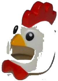 LEGO part Minifigure, Headgear Head Cover, Costume Chicken with Yellow Beak, Red Comb and Wattle Pattern 11262pb01