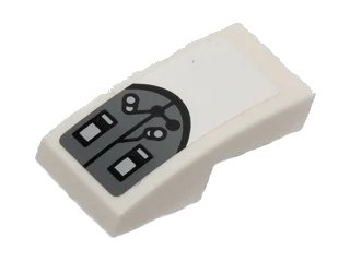 LEGO onderdeel Slope, Curved 2 x 1 x 2/3 with Steering Pedals and Levers Pattern (Sticker) - Set 75037 (11477pb002)