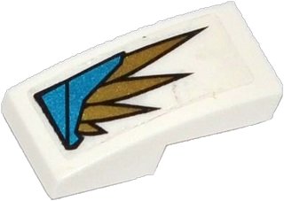 LEGO part Slope, Curved 2 x 1 x 2/3 with Blue Armor Plates and Gold Feathers Pattern Model Left Side (Sticker) - Set 70124 (11477pb011L)