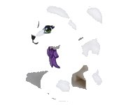 LEGO onderdeel Dog, Friends, Poodle with Lime Eyes, Black Nose and Mouth, and Dark Purple and Medium Lavender Bow Pattern 11575pb02