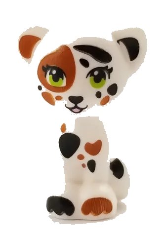 LEGO onderdeel Cat, Friends / Elves, Sitting with Lime Eyes and Black and Dark Orange Patches Pattern (Vega) (11602pb06)