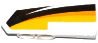 LEGO part Technic, Panneau Carénage #21 Très Petit Lisse, Côté B avec Rayures Jaune, Orange et Blanc sur Fond Noir (Autocollant) - Ensemble 42044 11946pb018