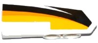 LEGO part Technic, Panel Fairing #22 Very Small Smooth, Side A with Yellow, Orange and White Stripes on Black Background Pattern (Sticker) - Set 42044 11947pb018
