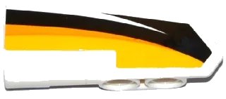 LEGO onderdeel Technic, Panel Fairing #22 Very Small Smooth, Side A with Yellow, Orange and White Stripes on Black Background Pattern (Sticker) - Set 42044 (11947pb018)