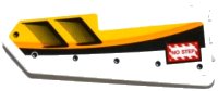 LEGO part Technic, Panel Fairing #22 Very Small Smooth, Side A with Air Intakes, 'NO STEP' and Yellow, Orange and White Stripes Pattern (Sticker) - Set 42044 11947pb019