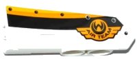 LEGO onderdeel Technic, Panel Fairing #22 Very Small Smooth, Side A with Emblem with 'AIR TEAM' and Yellow, Orange and White Stripes Pattern (Sticker) - Set 42044 11947pb020