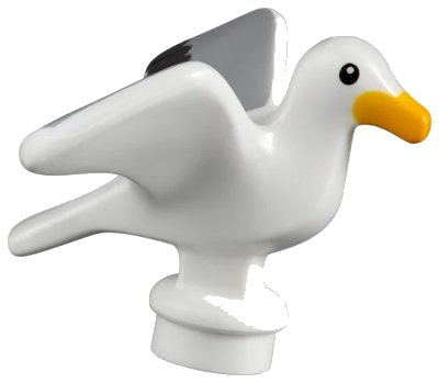LEGO onderdeel Bird, Seagull with Bright Light Orange Beak and Black and Light Bluish Gray Wings Pattern (12891pb01)