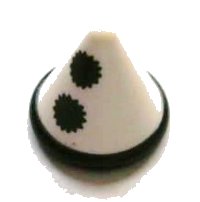 LEGO part Minifigur, Kopfbedeckung Hut, Kegel mit schwarzem Band und Pompon-Muster 12894pb01