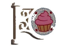 LEGO part Road Sign Round on Pole with Flat Top Attachment with Bright Pink Frosted Cupcake, 4 Hearts, Bright Light Blue Scroll Pattern on Both Sides (Stickers) - Set 41119 13459pb005