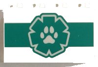 LEGO onderdeel Paneel 1 x 4 x 2 met Zijsteunvorming - Holle Studs met Pootafdruk op Donker Turquoise EMT Star of Life en Streep Patroon 14718pb060