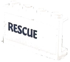 LEGO part Platte 1 x 4 x 2 mit Seitenstützen - Hohle Noppen mit Seepferdchen in hellaqua Kreis und dunklem Blau 'RESCUE' Muster Modell rechte Seite (Aufkleber) - Set 41381 (14718pb064R)