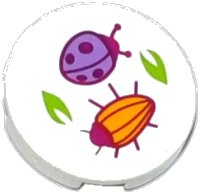 LEGO part Tile, Round 2 x 2 with Bottom Stud Holder with Ladybug (Ladybird), Beetle and Leaves Pattern (Sticker) - Set 41059 14769pb015