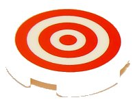LEGO part Tile, Round 2 x 2 with Bottom Stud Holder with Red Circles Pattern 14769pb186