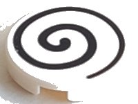 LEGO part Platte, Rund 2 x 2 mit Bodenstift-Halter mit Spiral schwarz Muster 14769pb209