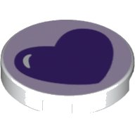 LEGO onderdeel Tile, Round 2 x 2 with Bottom Stud Holder with Dark Purple Heart Pattern 14769pb235