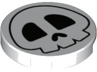 LEGO part Carreau, Rond 2 x 2 with Bottom Stud Holder With Skull Pattern 14769pb343