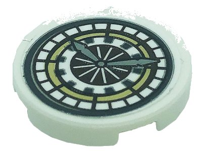 LEGO onderdeel Tile, Round 2 x 2 with Bottom Stud Holder with Clock Pattern (Sticker) - Set 71043 (14769pb452)