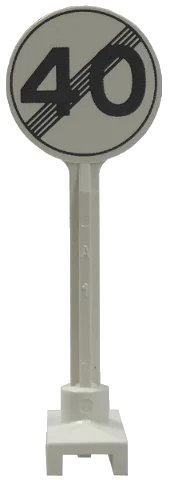 LEGO part Road Sign Round with Gray End Of Maximum Speed 40 Pattern 14pb02