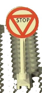 LEGO part Road Sign Round with 'STOP' in Triangle Pattern 14pb06