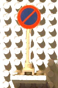 LEGO part Road Sign Round with No Parking (Diagonal Upward to Right) Pattern 14pb12