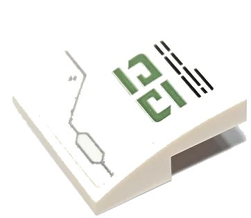 LEGO onderdeel Slope, Curved 2 x 2 x 2/3 with Sand Green 'C1', Black Lines and Light Bluish Gray Bent Armor Outline Pattern (Sticker) - Set 70676 (15068pb563)