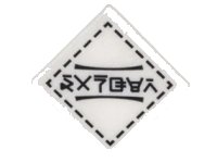 LEGO onderdeel Road Sign 2 x 2 Square with Open O Clip with Black Dotted Line Border and Ninjago Logogram 'DANGER' Pattern (Sticker) - Set 70620 15210pb030