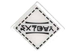 LEGO onderdeel Road Sign 2 x 2 Square with Open O Clip with Black Dotted Line Border and Ninjago Logogram 'DANGER' Pattern (Sticker) - Set 70620 (15210pb030)