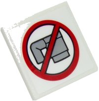 LEGO part Road Sign 2 x 2 Square with Open O Clip with No Cups Pattern (Sticker) - Set 10261 15210pb036