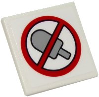 LEGO part Road Sign 2 x 2 Square with Open O Clip with No Popsicles Pattern (Sticker) - Set 10261 15210pb037