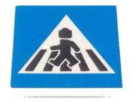 LEGO onderdeel Road Sign 2 x 2 Square with Open O Clip with Crosswalk with Minifigure Pattern 15210pb084
