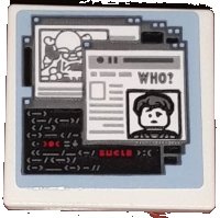 LEGO onderdeel Road Sign 2 x 2 Square with Open O Clip with Computer Screen with Open White and Black Windows on Medium Blue Background Pattern (Sticker) - Set 76185 15210pb171