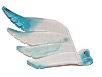 LEGO part Hero Factory Wing, Feathered with Axle Hole with Marbled Trans-Light Blue Pattern 15370pb02