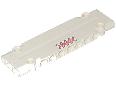 LEGO part Technic, Panel Plate 3 x 11 x 1 with Black and White Danger Stripes and Red Sign with 'NO STEP' Pattern (Sticker) - Set 42025 (15458pb001)