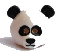 LEGO part Minifigure, Headgear Mask Bear Rounded with Panda Black Eye Patches, Ears, Nose, and Mouth Pattern 15506pb01
