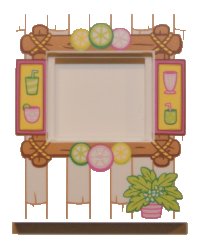 LEGO part Panel 1 x 6 x 6 with Window with Wood Frame with Drinks, Citrus Fruits and Potted Plant Pattern 15627pb012