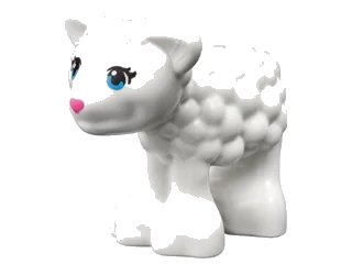 LEGO onderdeel Lamb, Friends with Dark Azure Eyes, Dark Pink Nose and Black Eyelashes Pattern (15695pb02)