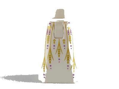LEGO onderdeel Mini Doll Hips and Skirt Full Length with Gold Grain and Medium Lavender Berries Pattern - Thick Hinge (15875c00pb030)