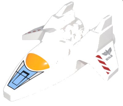 LEGO onderdeel Duplo Spaceship Body with Fins and Engines with Bright Light Orange Windscreen, Red Danger Stripes and Dark Bluish Gray 'SC-XL15' Pattern (1644pb01)