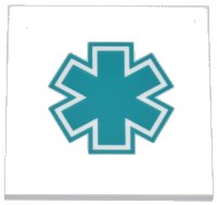 LEGO part Tile 4 x 4 with Dark Turquoise EMT Star of Life Pattern 1751pb035
