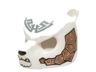 LEGO onderdeel Minifigure, Headgear Mask Bear with Black Nose, Fangs, Tribal Markings and Copper Armor with Rivets Pattern (18392pb06)