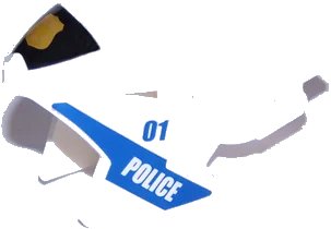 LEGO onderdeel Motorcycle Fairing, Racing (Sport) Bike with Black Windshield with Gold Badge with '01' and 'POLICE' Pattern on Both Sides (Stickers) - Set 60137 (18895pb11)