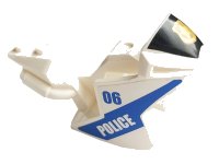 LEGO part Motorcycle Fairing, Racing (Sport) Bike with Black Windshield with Gold Badge with '06' and 'POLICE' Pattern on Both Sides (Stickers) - Set 60141 18895pb23