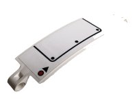 LEGO part Technic, Panel Curved 3 x 13 with Small Red Dot and Black Triangle, 5 Dots and Access Hatch Line on White Background Pattern (Sticker) - Set 42096 18944pb012