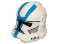 LEGO part Minifigure, Headgear Helmet SW Clone Trooper (Phase 2) with Holes with Black Visor and Blue and Light Bluish Gray 501st Legion Markings Pattern 2019pb04