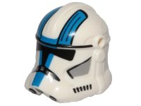 LEGO part Minifigure, Headgear Helmet SW Clone Trooper (Phase 2) with Holes with Black Visor and Blue, Light Bluish Gray, and Black 501st Legion Markings Pattern 2019pb05