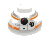 LEGO onderdeel Brick, Round 1 1/2 x 1 1/2 x 2/3 Dome Top with SW BB-8 Droid Head, Small Photoreceptor Pattern 20952pb01